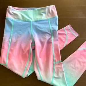 CNC Apparel small leggings unicorn cotton candy pink blue pockets high waist
